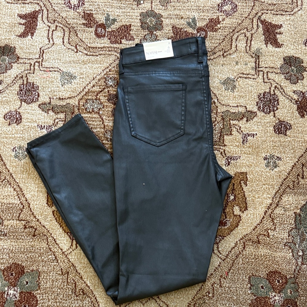 NYDJ black Alina faux leather legging jeans 8